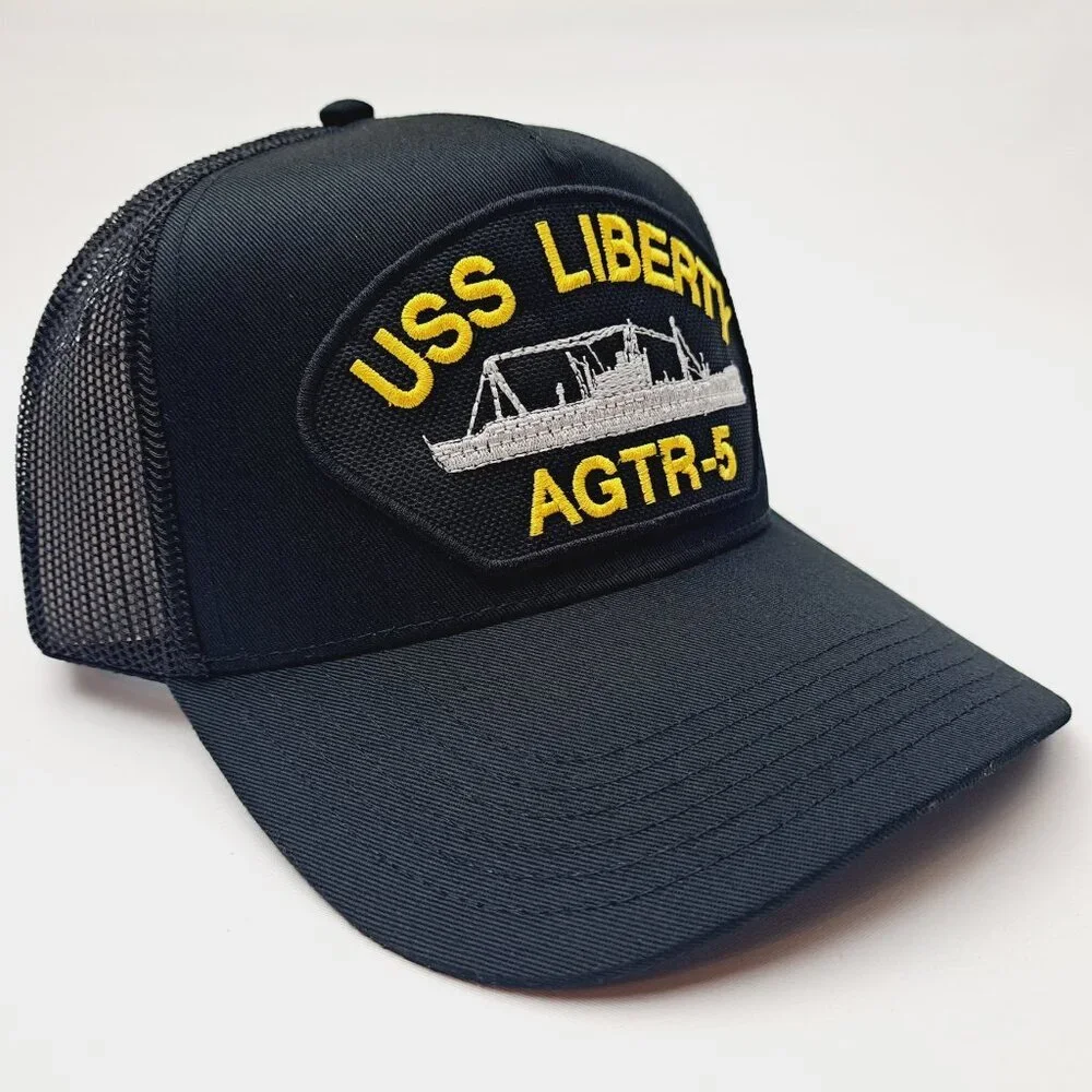 USS Liberty AGTR-5 Patch Hat Baseball Cap Mesh Adjustable Snapback Black